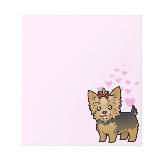 Yorkshire Terrier Love (short hair with bow) Notepad (Front)