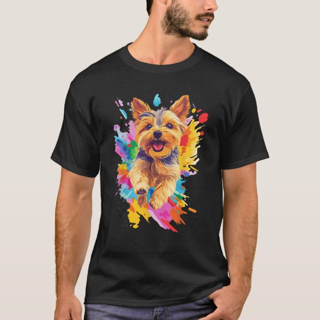 Yorkshire Terrier Lovers Splash Art Yorkshire Terr T-Shirt (Front)