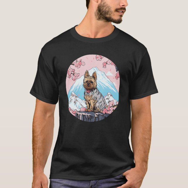Yorkshire Terrier Mount Fuji Funny Dog Landmark T-Shirt (Front)