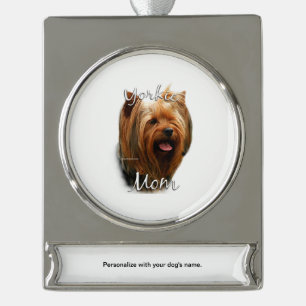 Yorkshire Terrier Mum 2 Silver Plated Banner Ornament