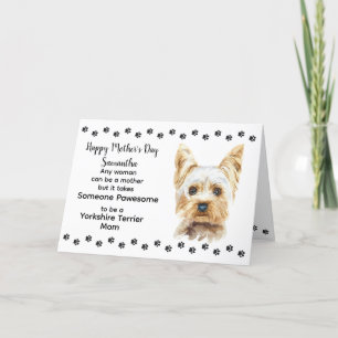 Yorkshire Terrier Mum Monogram Name Mother's Day Holiday Card