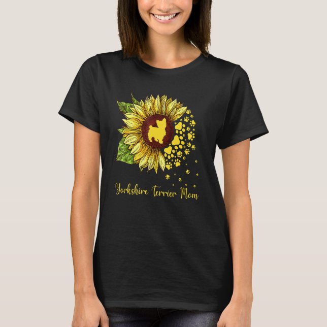 Yorkshire Terrier Mum Sunflower Dog T-Shirt (Front)