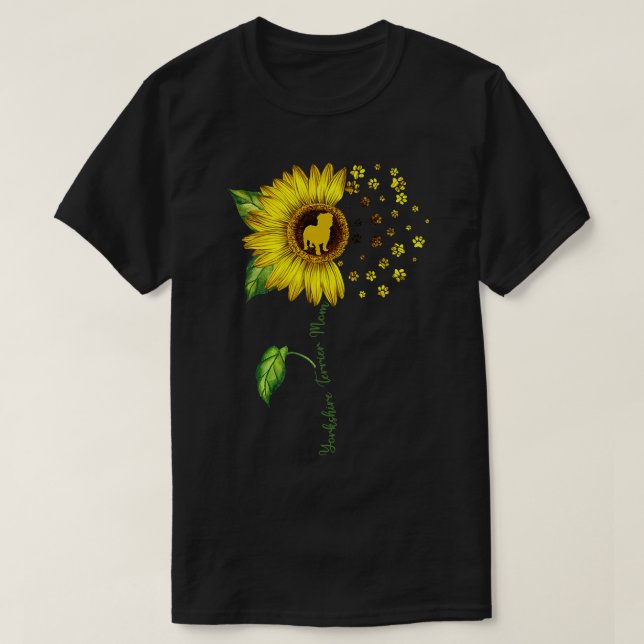 Yorkshire Terrier Mum Sunflower Gifts Dog Mum Mama T-Shirt (Design Front)