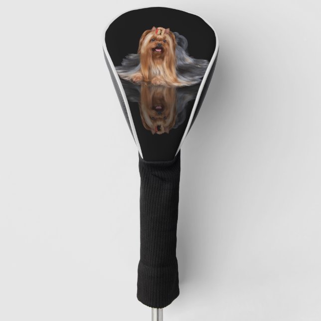 Yorkshire Terrier on black Golf Head Cover (Front)