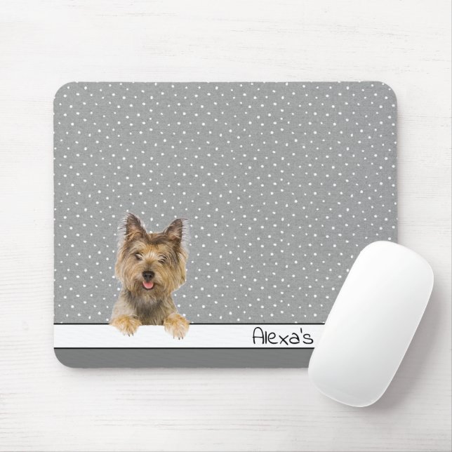 Yorkshire Terrier on Polka Dots  Mouse Mat (With Mouse)