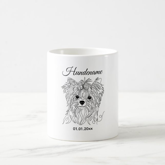 Yorkshire Terrier one line art customizable dog Coffee Mug (Center)