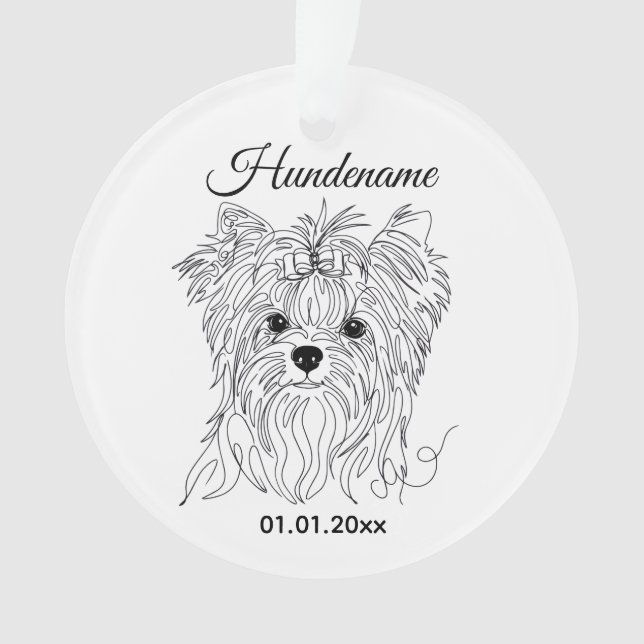 Yorkshire Terrier one line art customizable dog Ornament (Front)