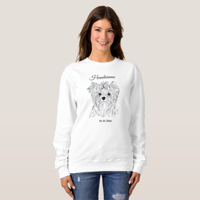 Yorkshire Terrier one line art customizable dog Sweatshirt (Front Full)