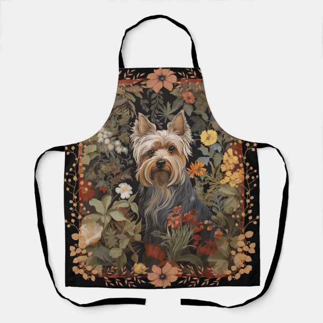 Yorkshire Terrier or Silky Terrier Floral Welcome Apron (Front)