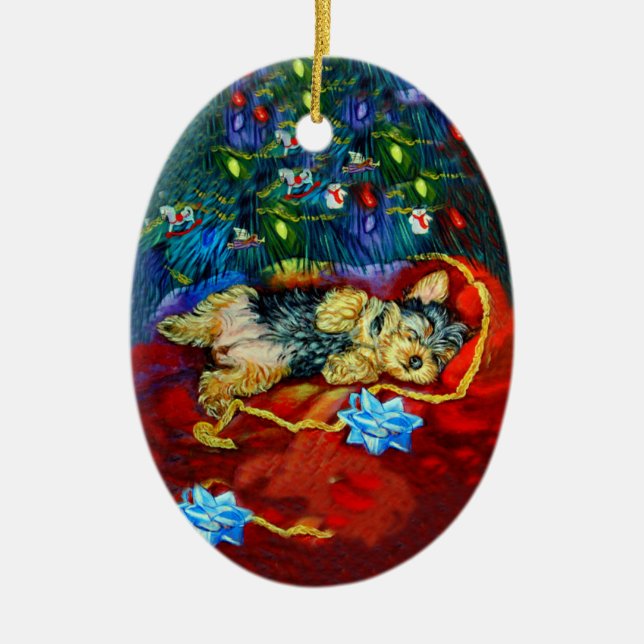 Yorkshire Terrier Oval Ornament (Front)