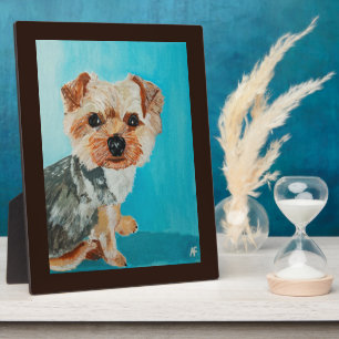 Yorkshire Terrier Painting by Alfred Fox Plaque