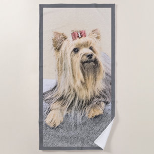 Yorkshire Terrier Painting - Cute Original Dog Art Beach Towel