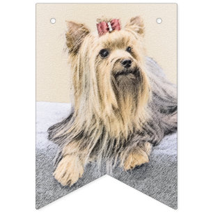 Yorkshire Terrier Painting - Cute Original Dog Art Bunting