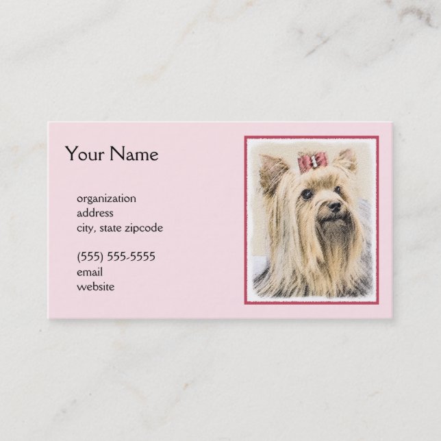 Yorkshire Terrier Painting - Cute Original Dog Art Business Card (Front)