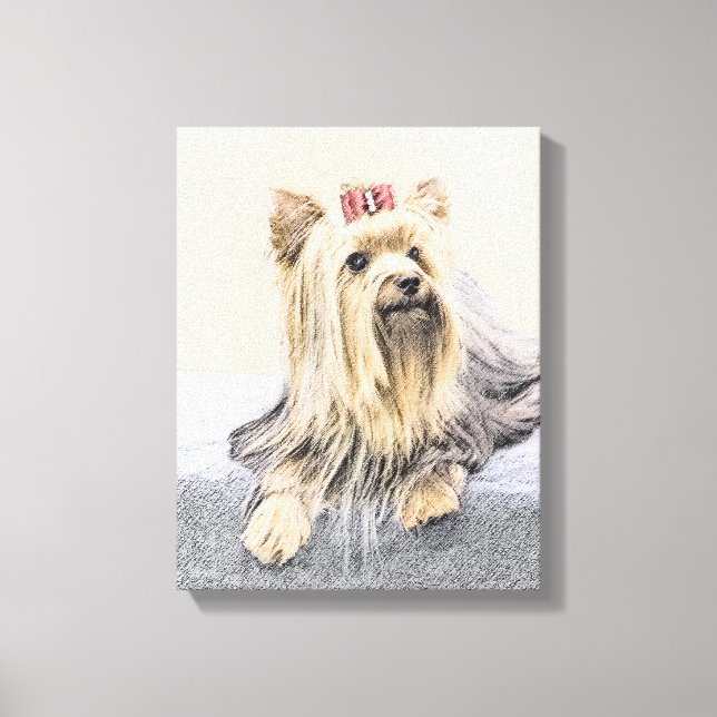 Yorkshire Terrier Painting - Cute Original Dog Art Canvas Print (Front)