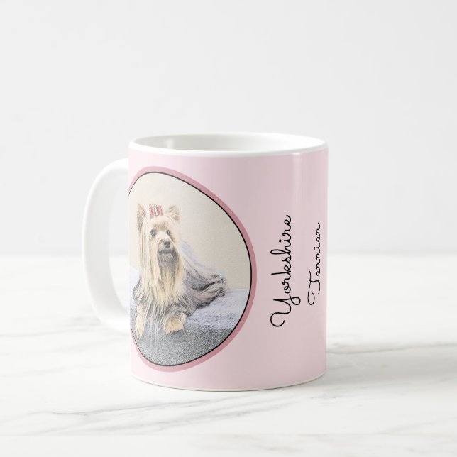Yorkshire Terrier Painting - Cute Original Dog Art Coffee Mug (Front Left)