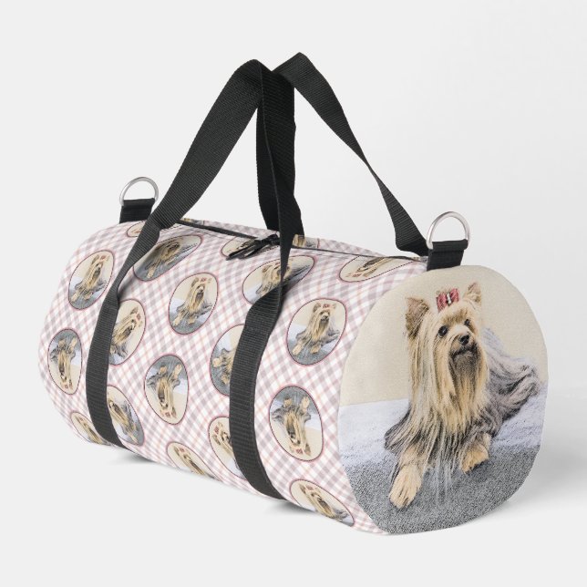 Yorkshire Terrier Painting Cute Original Dog Art Duffle Bag (Left Corner)