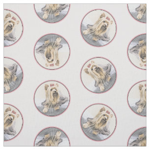 Yorkshire Terrier Painting Cute Original Dog Art Fabric