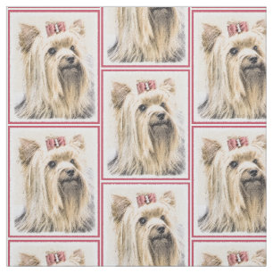 Yorkshire Terrier Painting - Cute Original Dog Art Fabric