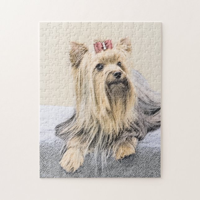 Yorkshire Terrier Painting - Cute Original Dog Art Jigsaw Puzzle (Vertical)