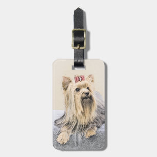 Yorkshire Terrier Painting - Cute Original Dog Art Luggage Tag