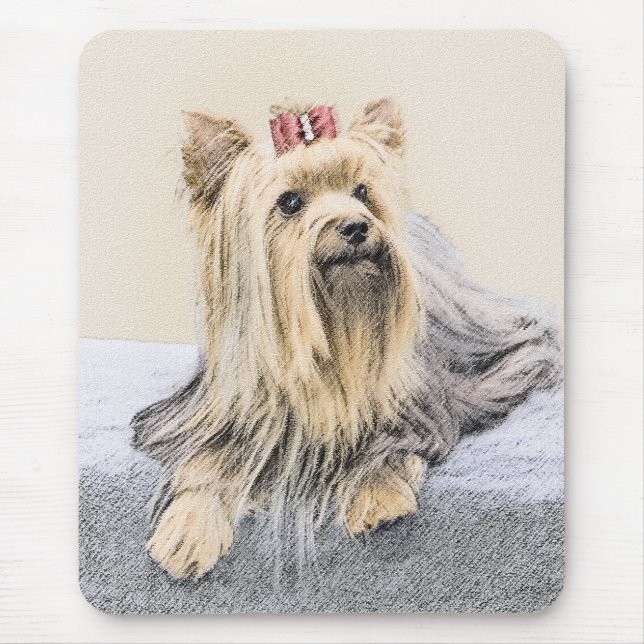 Yorkshire Terrier Painting - Cute Original Dog Art Mouse Mat (Front)