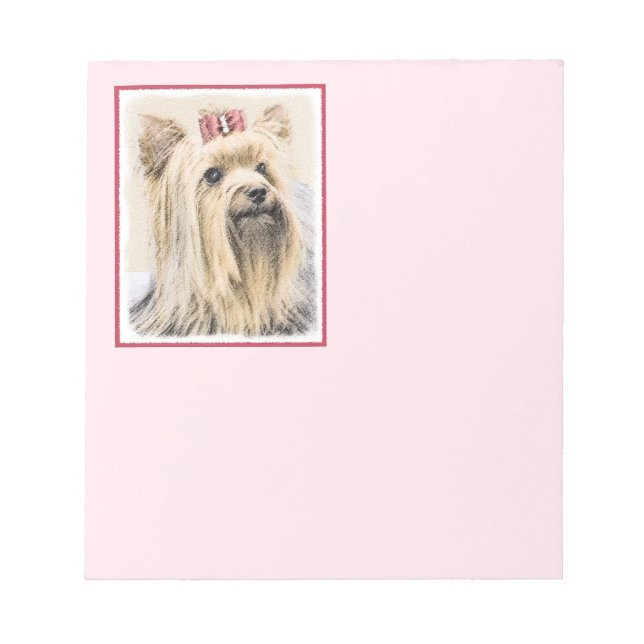 Yorkshire Terrier Painting - Cute Original Dog Art Notepad (Front)