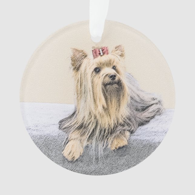 Yorkshire Terrier Painting - Cute Original Dog Art Ornament (Front)