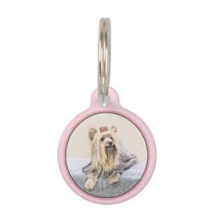 Yorkshire Terrier Painting - Cute Original Dog Art Pet Tag