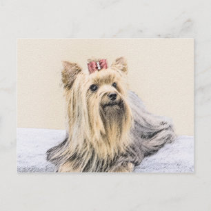Yorkshire Terrier Painting - Cute Original Dog Art Postcard