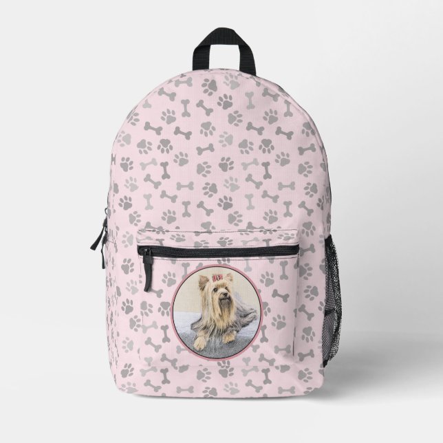 Yorkshire Terrier Painting - Cute Original Dog Art Printed Backpack (Front)