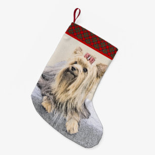 Yorkshire Terrier Painting - Cute Original Dog Art Small Christmas Stocking
