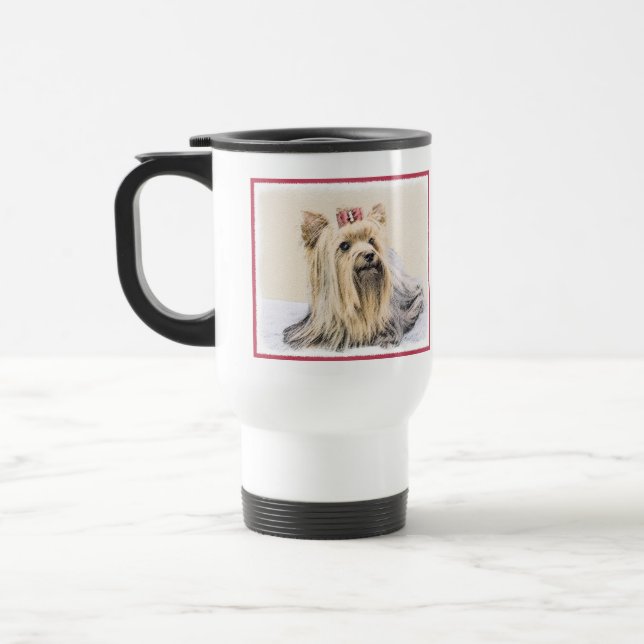 Yorkshire Terrier Painting - Cute Original Dog Art Travel Mug (Left)