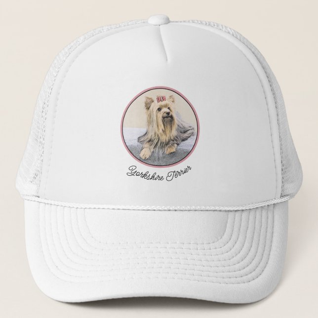 Yorkshire Terrier Painting - Cute Original Dog Art Trucker Hat (Front)