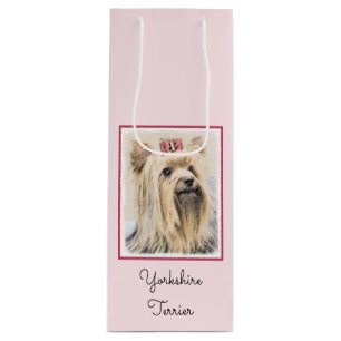 Yorkshire Terrier Painting - Cute Original Dog Art Wine Gift Bag