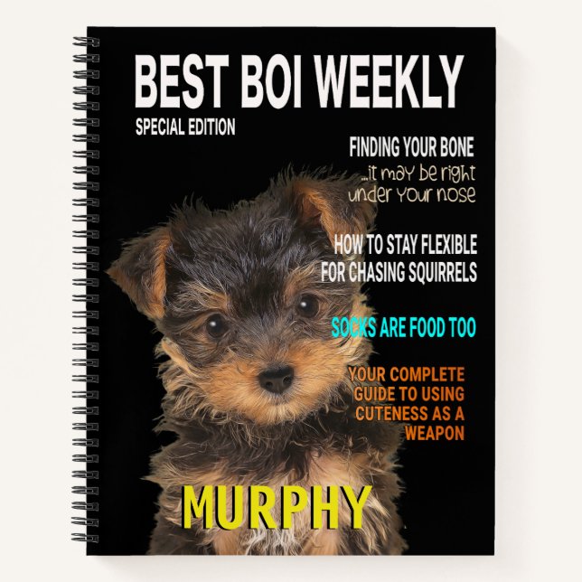 Yorkshire Terrier Parody Magazine Cover Notebook (Front)