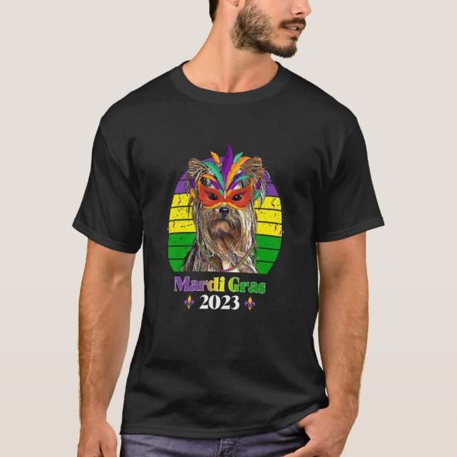 Yorkshire Terrier Party Dog Mardi Gras 2023 T-Shirt (Front)