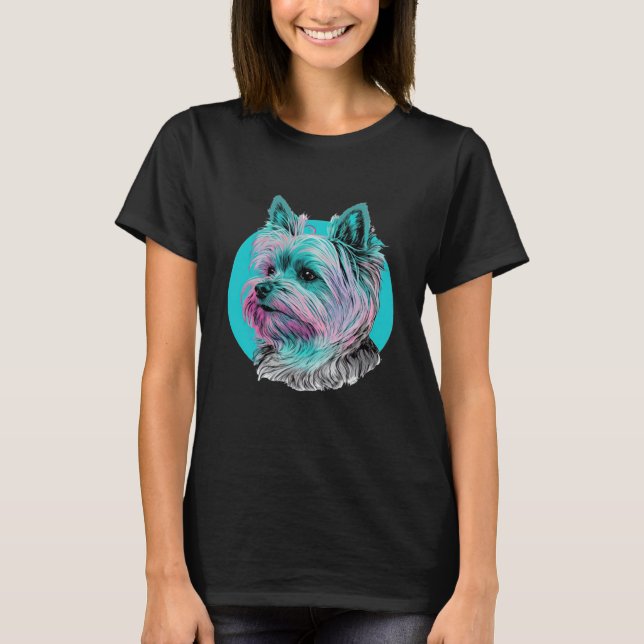 Yorkshire Terrier Pastel Vaporwave Aesthetic T-Shirt (Front)
