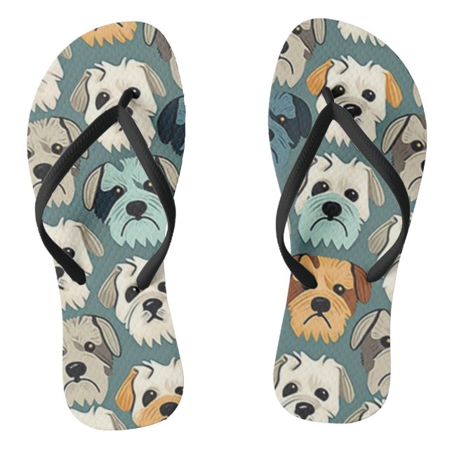 Yorkshire Terrier Pattern Flip Flops (Footbed)