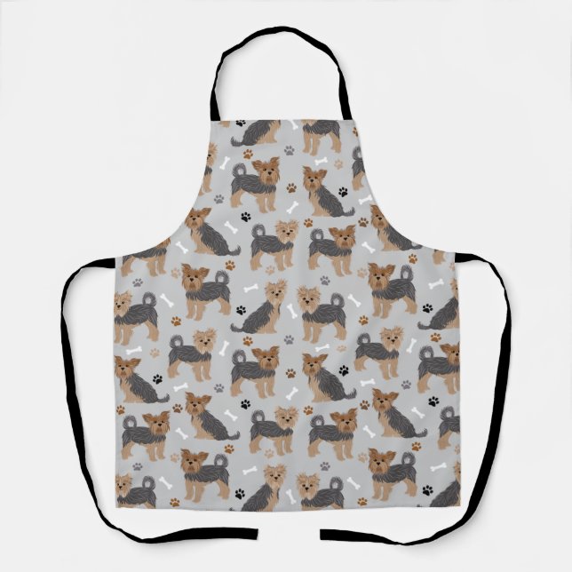 Yorkshire Terrier Paws and Bones Yorkie Dog Apron (Front)