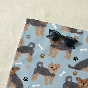 Yorkshire Terrier Paws and Bones Yorkie Dog Beach Towel
