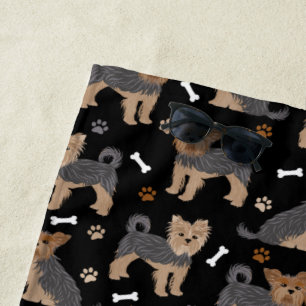Yorkshire Terrier Paws and Bones Yorkie Dog Beach Towel
