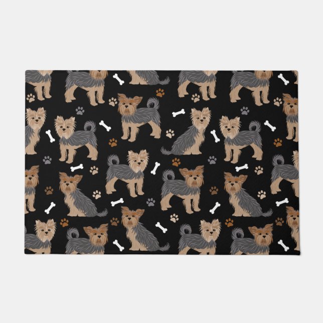 Yorkshire Terrier Paws and Bones Yorkie Dog Doormat (Front)