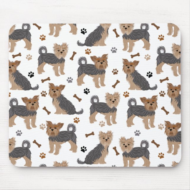 Yorkshire Terrier Paws and Bones Yorkie Dog Mouse Mat (Front)
