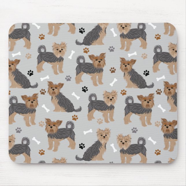 Yorkshire Terrier Paws and Bones Yorkie Dog Mouse Mat (Front)