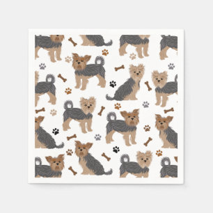 Yorkshire Terrier Paws and Bones Yorkie Dog Napkin