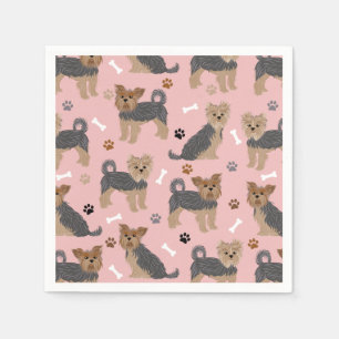 Yorkshire Terrier Paws and Bones Yorkie Dog Napkin