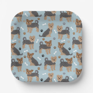 Yorkshire Terrier Paws and Bones Yorkie Dog Paper Plate