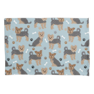 Yorkshire Terrier Paws and Bones Yorkie Dog Pillowcase