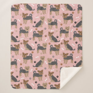 Yorkshire Terrier Paws and Bones Yorkie Dog Sherpa Blanket